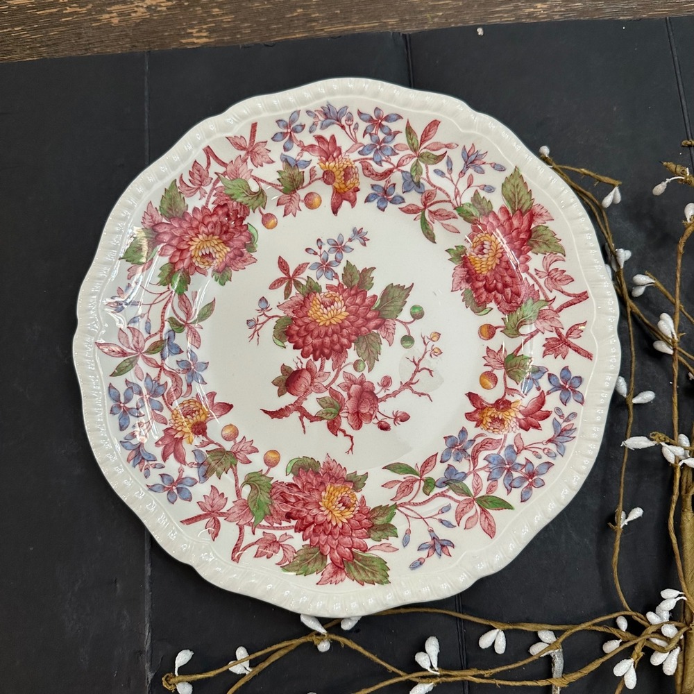 Copeland Spode Red Aster Salad / AppetizerPlate Vintage 9 inch England 1 Piece